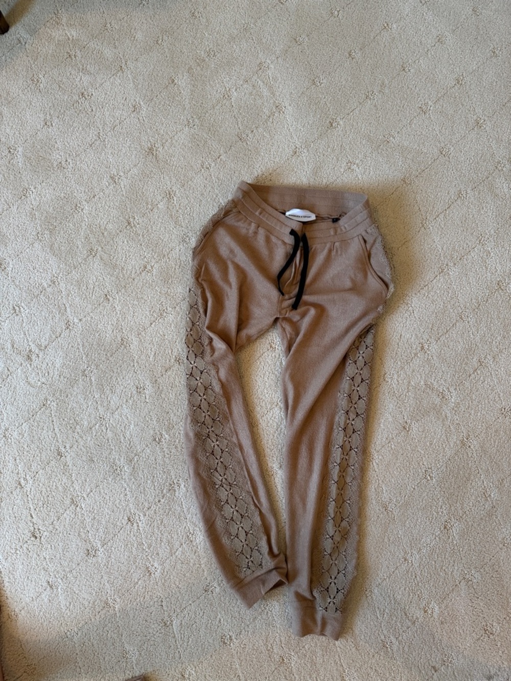The Kooples Taupe Lace-Insert Jogger Pants